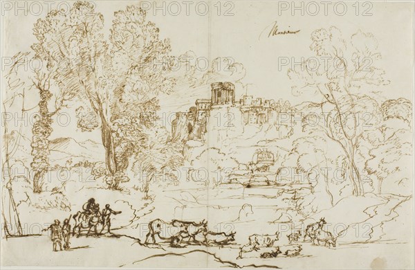 Classical Landscape, Tivoli, 1636, Claude Lorrain, French, 1600-1682, France, Pen and ink on paper, 248 × 278 mm