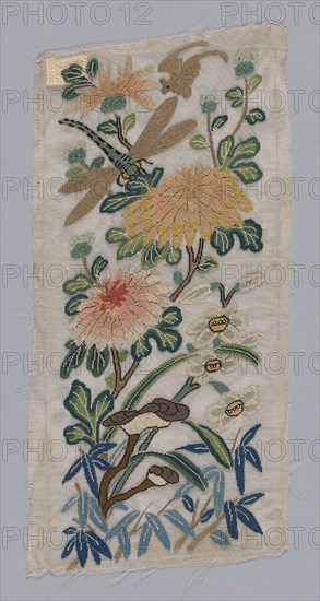Trimming, Qing dynasty(1644–1911), 1850/1900, Han-Chinese, China, White gauze, embroidered strips, 28.2 × 13.6 cm (11 1/8 × 5 3/8 in.)