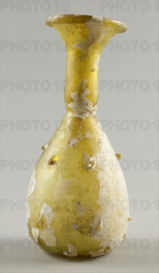 Bottle, 2nd/4th century AD, Roman, Levant or Syria, Syria, Glass, blown technique, H. 14.9 cm (5 7/8 in.), diam. 7.3 cm (2 7/8 in.)