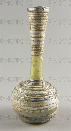 Bottle, 4th century AD or later, Roman, Levant or Syria, Syria, Glass, blown technique, 16.2 × 7 × 7 cm (6 3/8 × 2 3/4 × 2 3/4 in.)