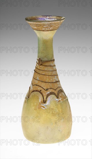 Bottle, late 5th/late 6th century AD, Byzantine, probably Eastern Mediterranean, Levant, Glass, blown technique, 15.7 × 6.7 × 6.7 cm (6 1/8 × 2 5/8 × 2 5/8 in.)