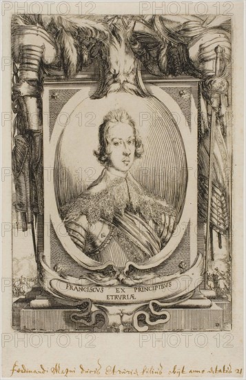 Francesco de Medici, Prince of Tuscany, 1634, Stefano della Bella, Italian, 1610-1664, Italy, Etching and engraving on cream laid paper, 171 x 120 mm (plate), 203 x 132 mm (sheet)