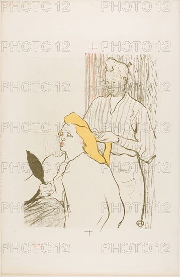 The Hairdresser, Program for the Théâtre Libre, 1893, Henri de Toulouse-Lautrec, French, 1864-1901, France, Color lithograph on cream wove paper, 353 × 267 mm (image), 500.5 × 325 mm (sheet)