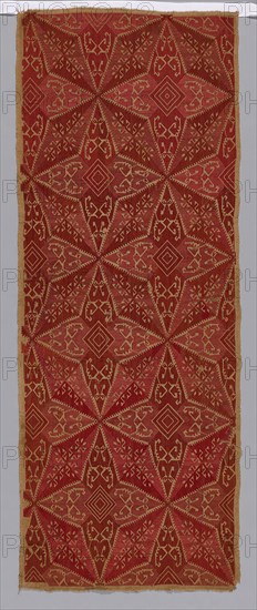 Pillow Cover, 17th century, Greece, possibly Crete, Greece, Cotton, plain weave, embroidered with silk in running stitches (pattern darning), 114.4 x 43.8 cm (45 x 17 1/4 in.)