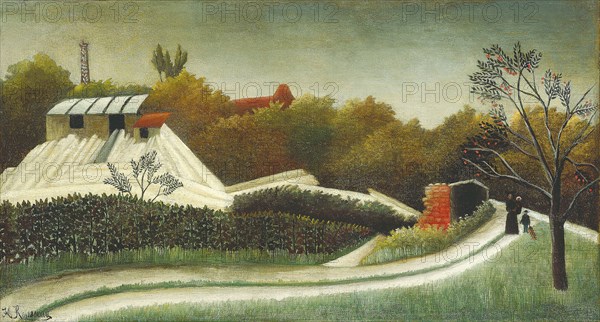 Sawmill, Outskirts of Paris, c. 1893/95, Henri Rousseau, French, 1844-1910, France, Oil on canvas, 10 × 17 7/8 in. (25.5 × 45.5 cm)