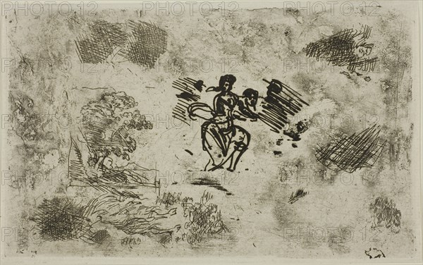 Seated Woman and Other Sketches, 1630/33, Claude Lorrain, French, 1600-1682, France, Etching on ivory laid paper, 105 × 173 mm (plate), 110 × 177 mm (sheet)