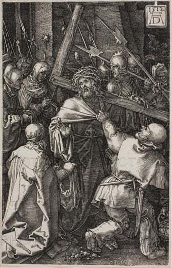 Bearing of the Cross, from The Engraved Passion, 1512, published 1513, Albrecht Dürer, German, 1471-1528, Germany, Engraving in black on ivory laid paper, 116 x 74 mm (image/plate), 118 x 75 mm (sheet)