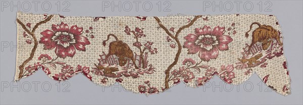 Valance (Furnishing Fabric), 1780/1800, France, probably Nantes, France, Cotton, plain weave, printed, 27 × 92.7 cm (10 5/8 × 36 1/2 in.)