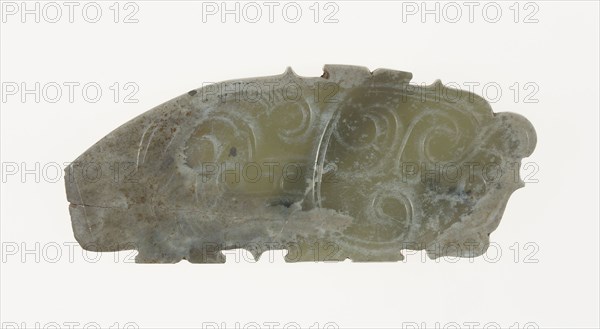 Plaque with Dragon Design, Western Zhou period, 11th/10th century B.C., China, Jade, 2 15/16 × 1 1/8 × 3/16 in.