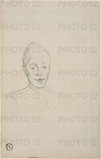 Study: Face of Woman with High Collar, c. 1894, Henri de Toulouse-Lautrec, French, 1864-1901, France, Graphite on ivory wove paper, 252 × 159 mm