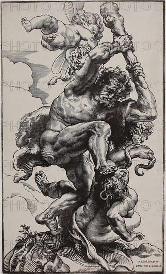 Hercules Slaying Envy, 1633/34, Christoffel Jegher (Flemish, 1596-1652/53), after Peter Paul Rubens (Flemish, 1577-1640), Germany, Woodcut on ivory paper, 602 × 362 mm (image/block/sheet)