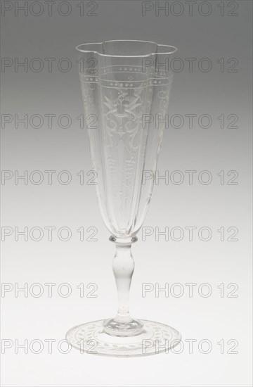 Champagne Flute, 19th century, J. & L. Lobmeyr, Austrian, founded 1822, Vienna, Glass, clear and blown with quadri-lobed bowl, H. 17.5 cm (6 7/8 in.)