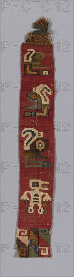 Fragment (Band), A.D. 800/1100, Provincial Wari, Probably central or south coast, Peru, Peru, Cotton and wool (camelid), slit and single interlocking tapestry weave, 40 x 6 cm (15 3/4 x 2 3/8 in.)