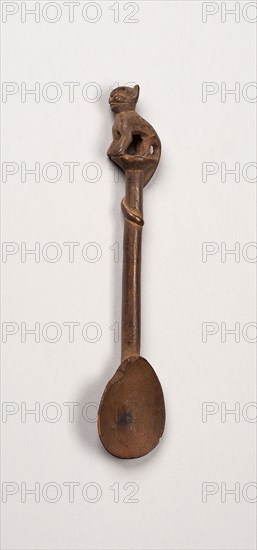 Spoon with Long-Tailed Puma on Handle, A.D. 1450/1532, Possibly Inca, South coast or southern highlands, Peru, Nievería, Wood, 14.9 x 3.3 cm (5 7/8 x 1 5/16 in.)