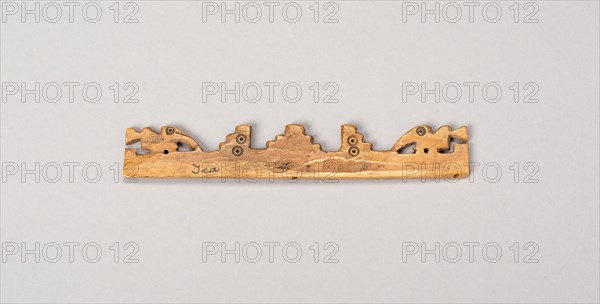 Balance-Beam Scale with Cut-Out Bird and Step Motifs, A.D. 500/1400, Possibly Nazca or Ica, South coast, Peru, Peru, Bone with pigment, 14.1 x 2.4 cm (5 9/16 x 15/16 in.), Balance-Beam Scale with Cut-out Birds and Step Motif, A.D. 500/800, Possibly Nazca, South coast, Peru, Peru, Bone, 21.1 x 1.8 cm (4 3/4 x 11/16 in.)