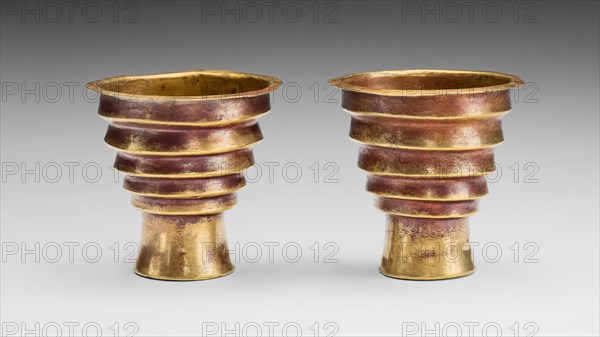 Pair of Beakers, A.D. 1450/1532, Inca, Ica Valley, south coast, Peru, Peruvian South Coast, Gold and copper alloy, H. 7 cm (2 3/4 in.) (each)