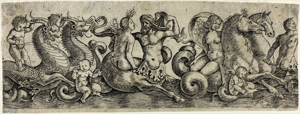 Frieze with Tritons and Nymphs, 1515/20, Girolamo Mocetto, Italian, c.1470-after 1531, Italy, Engraving on paper