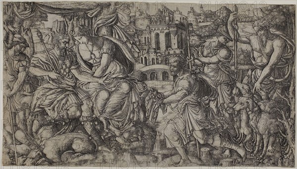 A King Receiving a Present, n.d., Jean Duvet, French, 1485-after 1561, France, Engraving on paper, 223 × 399 mm (plate), 227 × 402 mm (sheet)