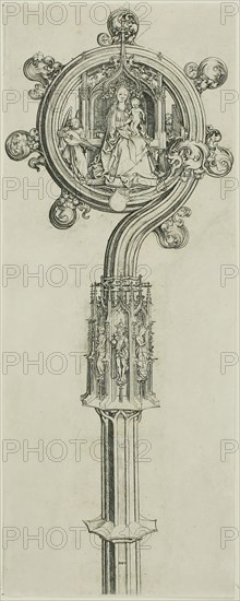 Bishop’s Crosier, 1475/80, Martin Schongauer, German, c. 1450-1491, Germany, Engraving on ivory laid paper, 282 x 110 mm (sheet)