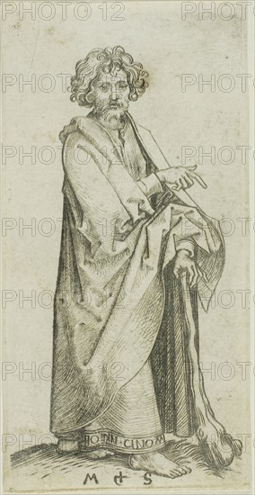 St James Minor, from Apostles, n.d., Martin Schongauer, German, c. 1450-1491, Germany, Engraving on paper, 88 × 43 mm (plate), 88 × 45 mm (sheet)