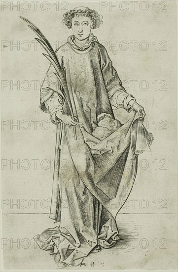 St. Stephen, n.d., Martin Schongauer, German, c. 1450-1491, Germany, Engraving on paper, 156 × 102 mm (sheet trimmed to plate mark)