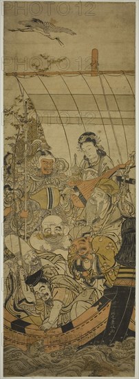 The Treasure Ship, c. 1778, Kitao Shigemasa, Japanese, 1739-1820, Japan, Color woodblock print, vertical oban diptych, 26 1/2 x 9 1/4 in.