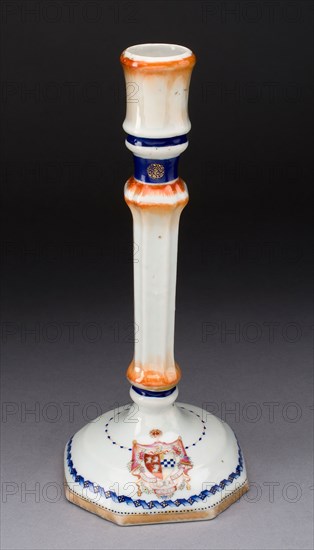 Candlestick, 1775/1800, China, Jingdezhen, Hard-paste porcelain with polychrome enamels and gilding, H. 26 cm (10 1/4 in.), Base diameter: 11.4 cm (4 1/2 in.)