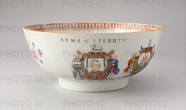 Punch Bowl, c. 1769, China, Qianlong reign, Chinese, made for the American market, China, Porcelain, enamel, and gilding, 11.1 × 26.4 cm (4 3/8 × 10 3/8 in.)