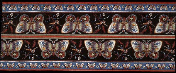 Panel (Furnishing Fabric), 1856, Printed and Manufactured by Lancaster Prints, England, Lancashire, Lancaster, England, Cotton, plain weave, engraved roller printed, glazed, 544.8 × 60.7 cm (214 1/2 × 23 7/8 in.)