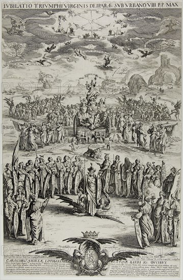 The Triumph of the Virgin, 1624, Jacques Callot, French, 1592-1635, France, Etching on paper, 554 × 357 mm