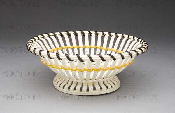 Basket, 1780/90, E. Mayer Pottery, English, Hanley, Staffordshire, Staffordshire, Lead-glazed earthenware (creamware), 7.3 x 19.7 cm (2 7/8 x 7 3/4 in.)