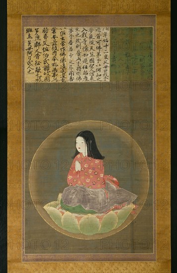 Kobo Daishi (Kukai) as a Boy (Chigo Daishi), 15th century, Japanese, Japan, Hanging scroll, ink and color on silk, 86.7 x 48.9 cm (34 1/8 x 19 1/4 in.)