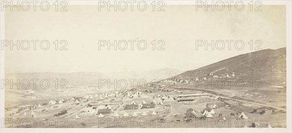 Camp of the 4th Light Dragoons, Officer’s Quarters, 1855, Roger Fenton, English, 1819–1869, England, Salted paper print, from the album "Photographic Pictures of the Seat of War in the Crimea" (1856), 15.6 × 35.8 cm (image/paper), 40.4 × 53.3 cm (mount)