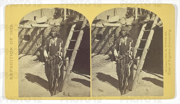 War Chief of the Zuni Indians, 1873, Timothy O’Sullivan (American, born Ireland, 1840–1882), commissioned by George Wheeler for the War Department, Corps of Engineers, U.S. Army, United States, Albumen print, stereo, No. 20 from the series "Geographical Explorations and Surveys West of the 100th Meridian