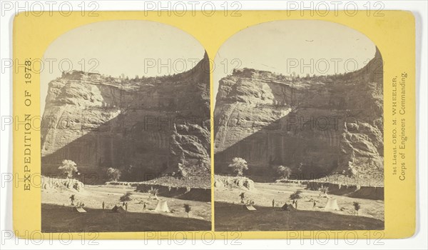 Circle Walls, Cañon de Chelle. Here the Cañon bends from an easterly direction nearly due north, the walls maintaining a perpendicular height of about 1.200 feet, 1873, Timothy O’Sullivan (American, born Ireland, 1840–1882), commissioned by George Wheeler for the War Department, Corps of Engineers, U.S. Army, United States, Albumen print, stereo, No. 22 from the series Geographical Explorations and Surveys West of the 100th Meridian