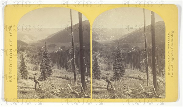 Cañon, Valley of the Conejos River, looking south from vicinity of Lost Lakes, 1874, Timothy O’Sullivan (American, born Ireland, 1840–1882), commissioned by George Wheeler for the War Department, Corps of Engineers, U.S. Army, United States, Albumen print, stereo, No. 36 from the series Geographical Explorations and Surveys West of the 100th Meridian