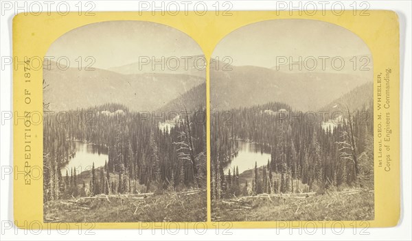 Lost Lakes, head of Conejos Cañon, Colorado, in the Sierra San Juan range, near divide between Conejos and south fork of Alamosa Rivers, surrounded by forest of Douglass spruce, and approximately 11.000 feel above sea-level, 1874, Timothy O’Sullivan (American, born Ireland, 1840–1882), commissioned by George Wheeler for the War Department, Corps of Engineers, U.S. Army, United States, Albumen print, stereo, No. 37 from the series Geographical Explorations and Surveys West of the 100th Meridian