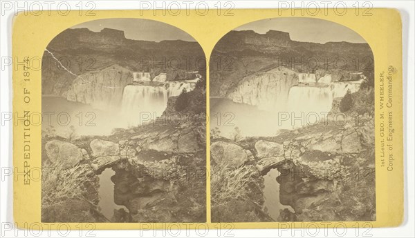 Shoshone Falls, Snake River, Idaho. Gorge and natural bridge, in the fore-ground, 1874, Timothy O’Sullivan (American, born Ireland, 1840–1882), commissioned by George Wheeler for the War Department, Corps of Engineers, U.S. Army, United States, Albumen print, stereo, No. 50 from the series "Geographical Explorations and Surveys West of the 100th Meridian