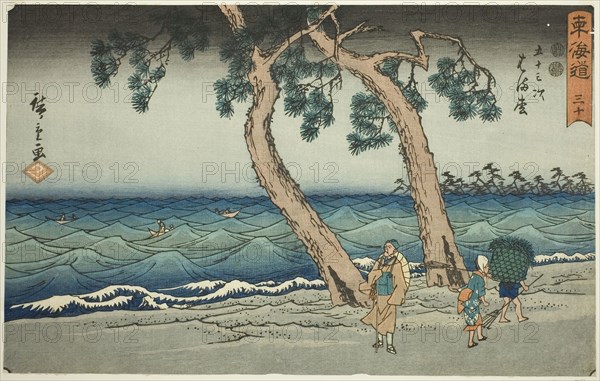 Hamamatsu—No. 30, from the series Fifty-three Stations of the Tokaido (Tokaido gojusan tsugi), also known as the Reisho Tokaido, c. 1847/52, Utagawa Hiroshige ?? ??, Japanese, 1797-1858, Japan, Color woodblock print, oban, 21.5 x 34.3 cm (8 7/16 x 13 1/2 in.)