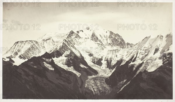 Savoie 46, Mont-Blanc, Vu de Mont-Joli, 1855/67, Auguste-Rosalie Bisson, French, 1826–1900, France, Albumen print, 22.9 × 40.1 cm (image/paper), 53.5 × 68.7 cm (mount)