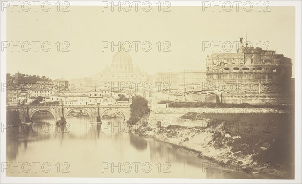 Untitled (bridge over Tiber River), c. 1857, Robert MacPherson, Scottish, 1811–1872, Scotland, Albumen print, from "Photographs of Views of Rome" (c. 1857), 22.1 x 37.3 cm (image/paper), 40.7 x 45.5 cm (mount)