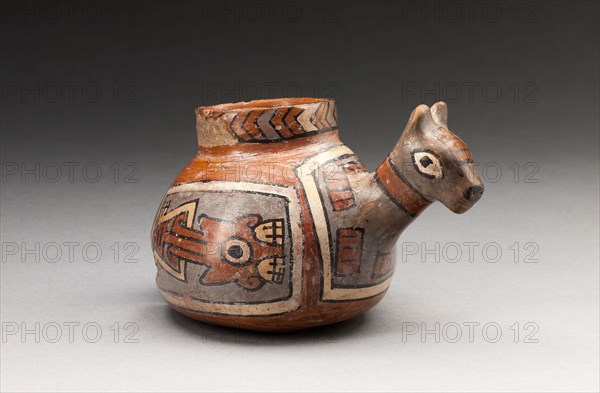 Bowl in the Form of a Llama with Geometric Motifs, A.D. 600/1000, Tiwanaku-Wari, South coast Peru or northern Bolivia, Bolivia, Ceramic and pigment