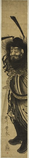 Shoki, the Demon Queller, c. 1770, Utagawa Toyoharu, Japanese, 1735-1814, Japan, Color woodblock print, hashira-e