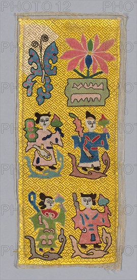 Panel (Dress Fabric), Qing dynasty (1644–1911), 1875/1900, Han-Chinese, China, embroidered on gauze, 26.3 × 11.2 cm (10 3/8 × 4 3/8 in.)