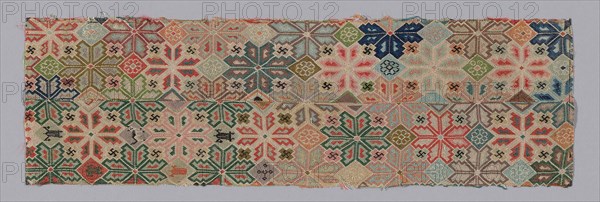 Panel, Qing dynasty (1644–1911), 1875/1900, Han-Chinese, China, Forty-four pairs and eight odd pieces of embroidered sleeve, ankle bands, etc. on gauze., 17 × 55.2 cm (6 5/8 × 21 3/4 in.)