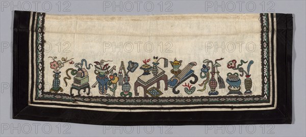 Trouser Band, Qing dynasty (1644–1911), 1875/1900, Han-Chinese, China, Forty-four pairs and eight odd pieces of embroidered sleeve, ankle bands, etc. on gauze., 15.9 × 39.8 cm (6 1/4 × 15 5/8 in.)