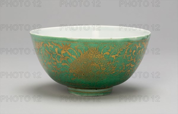 Cup with Peonies, Ming dynasty (1368–1644), Jiajing period (1522–1566), China, Porcelain painted in overglaze enamels and gold, H. 6.1 cm (2 3/8 in.), diam. 11.8 cm (4 5/8 in.)