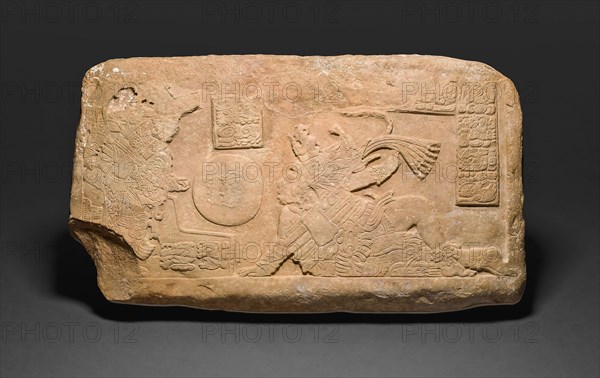 Ballplayer Panel, A.D. 700/800, Late Classic Maya, Usumacinta River area, Mexico or Guatemala, Usumacinta, Limestone, 43.2 × 25.1 cm (17 × 9.9 in.)