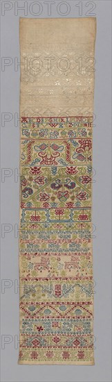 Sampler, 1651, England, Linen, plain weave, embroidered with silk and linen, 19.7 × 85.1 cm (7 3/4 × 33 1/2 in.)