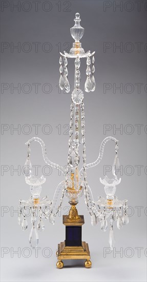 Candelabra, 1780/1800, England, Glass, colorless and dark blue, blown and cut, gilded bronze, H. 85.1 cm (33 1/2 in.)